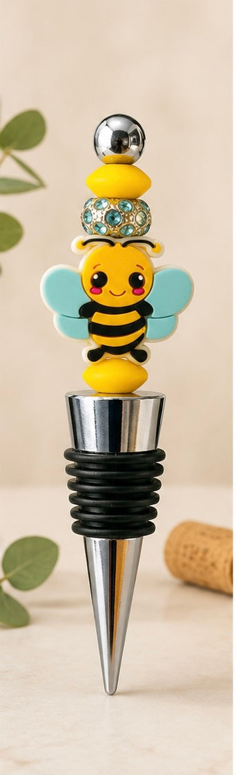 Handmade Beaded Wine Bottle Stopper | Decorative Silicone Wine Saver | Unique Gift for Wine Lovers | Colorful Kitchen & Bar Accessory