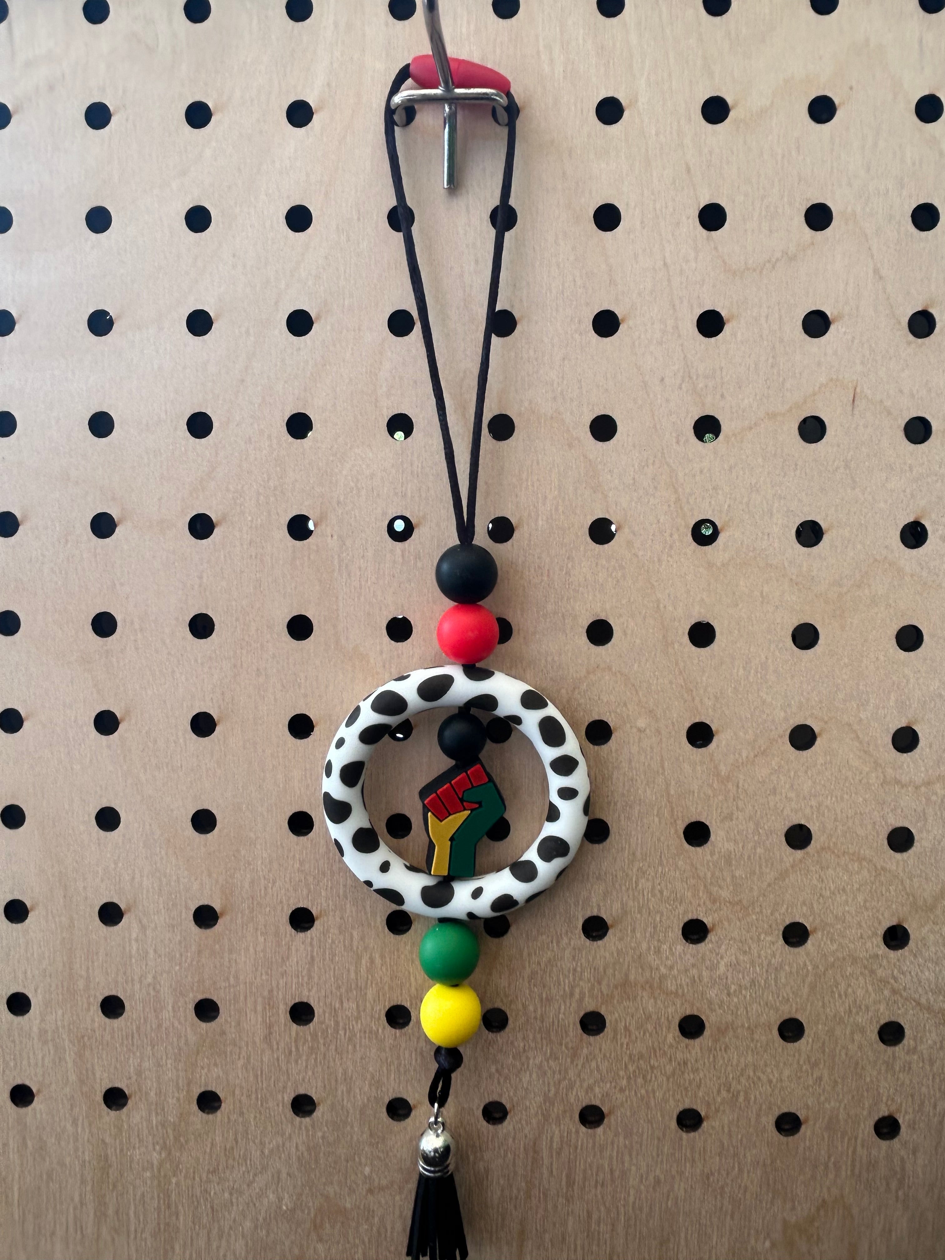 Juneteenth Handmade Beaded Car Charm, Rear View Mirror Accessory