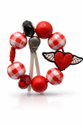 Gingham Heart with Wings Beaded Tumbler Charm