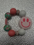 Pink Smiley Face & Floral Garden Beaded Tumbler Charm