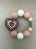 Boho Earth Tone Heart Beaded Tumbler Charm (Wooden Accents)