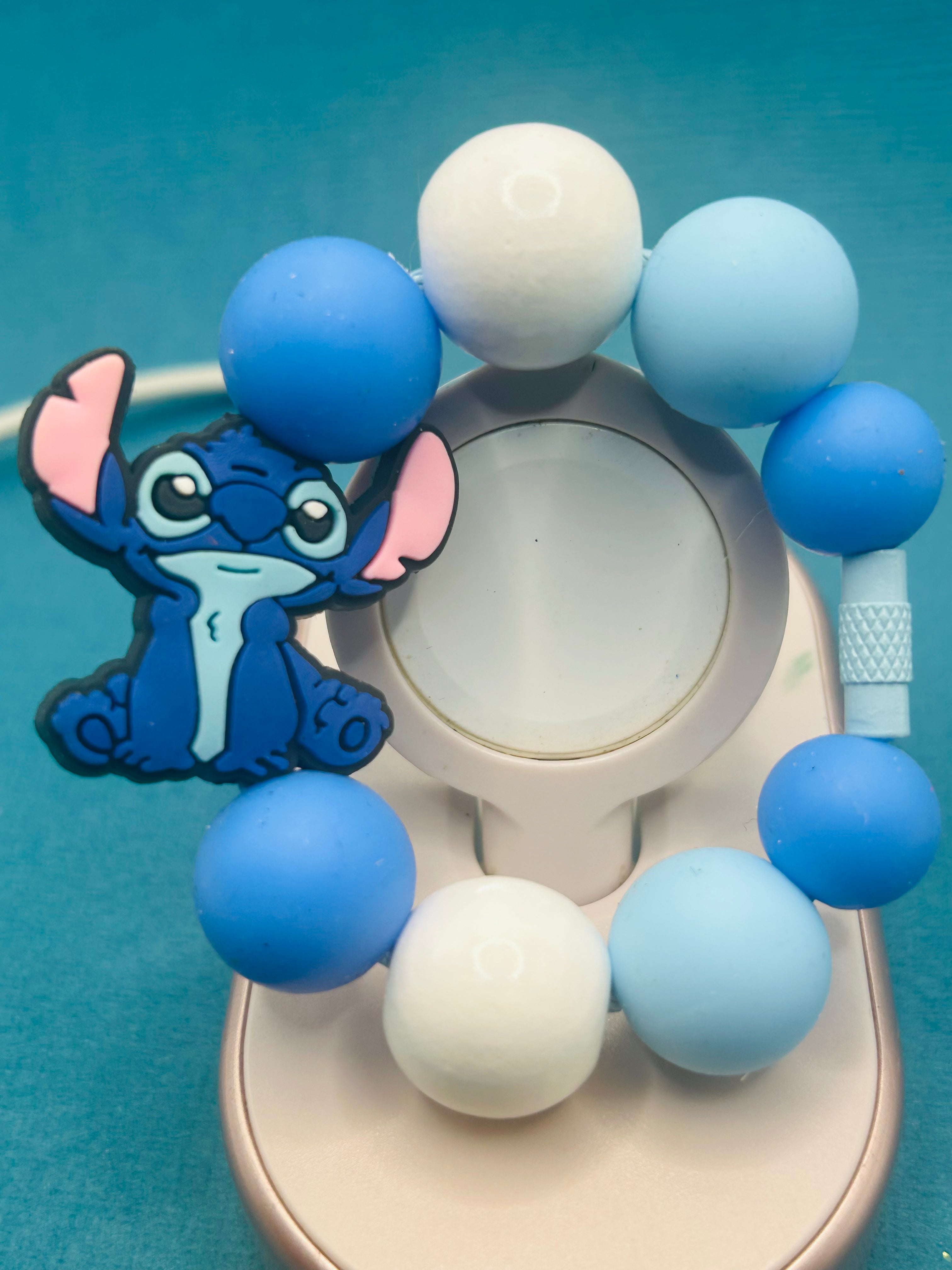 Classic Stitch Blue & White Beaded Tumbler Charm