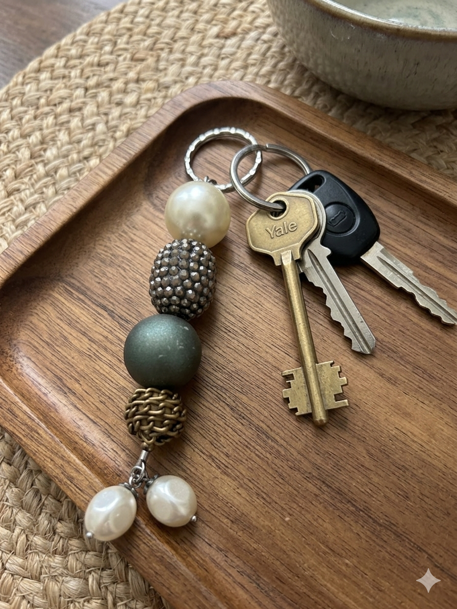 Glam-Rustic Beaded Keychain