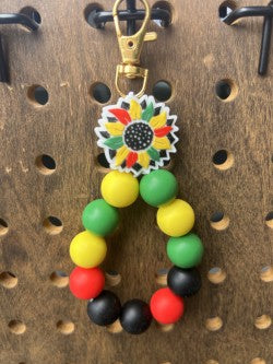 Earth Tone Inspirational Beaded Wristlet Keychain | Handmade Faith Charm Bracelet Key Ring | Gift for Women, Teachers & Friends