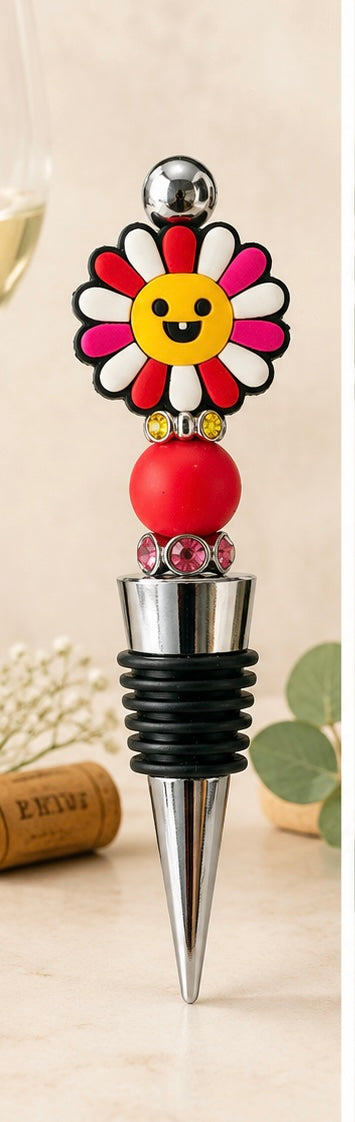 Handmade Beaded Wine Bottle Stopper | Decorative Silicone Wine Saver | Unique Gift for Wine Lovers | Colorful Kitchen & Bar Accessory