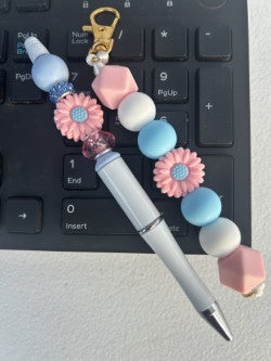 Matching Beaded Pen and Wristlet Keychain Gift Set