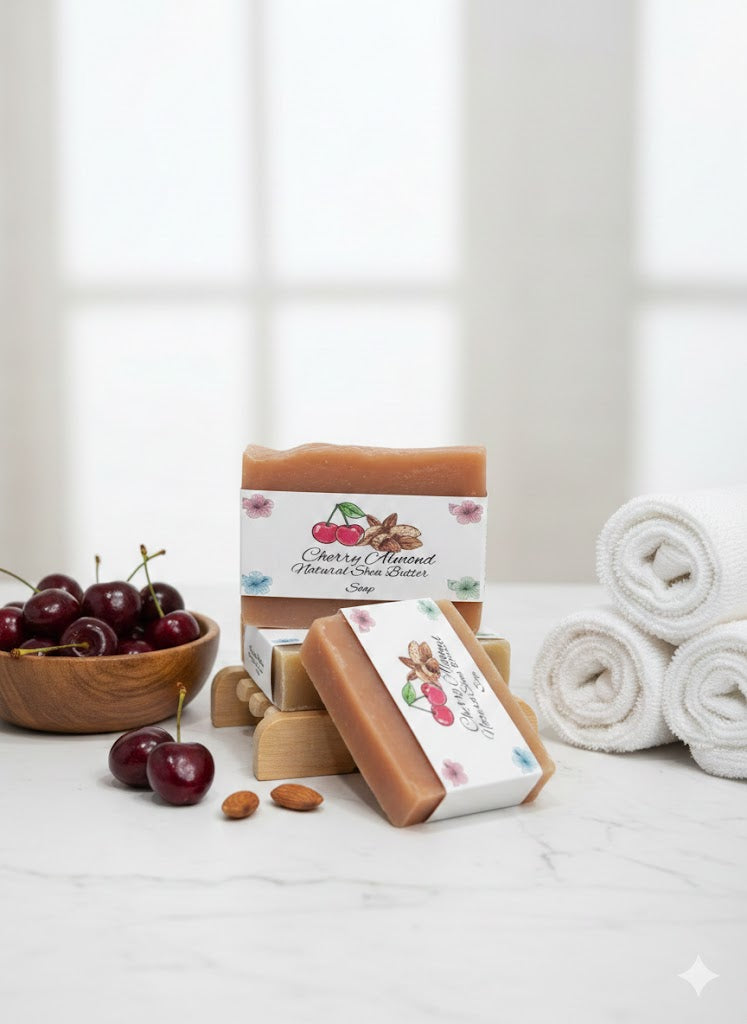 Cherry Almond Natural Shea Butter Soap (Vegan) 1/2 inch